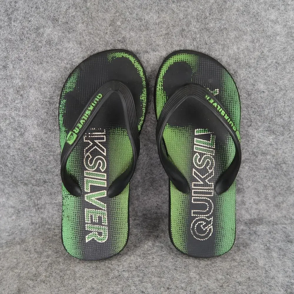 Quiksilver Shoes Kids 1 Sandals Flip Flops Slip On Casual Black Green Boy Youth